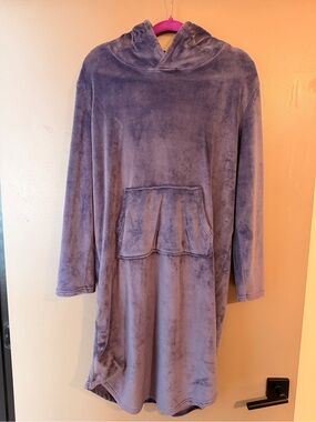 Cozy Plush Hooded Lounge Dress in Dusty Lavender